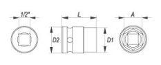 Nástavec 1/2" rázový šestihranný 32 mm CrMo