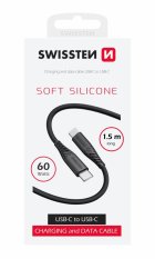 Kabel USB-C / USB-C silikonový, 1,2 m, SWISSTEN černý, 48146 Kabel USB-C / USB-C silikonový, 1,2 m, SWISSTEN černý, 48146