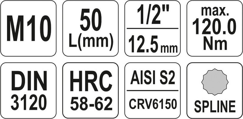 Nástavec 1/2" bit vícezubý M10 55 mm