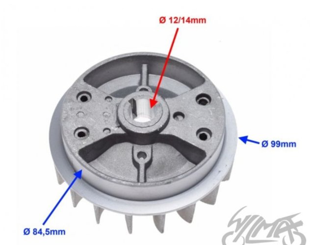 SETRVAČNÍK, MAGNETO S VENTILÁTOREM PRO MINIBIKE 50cc.