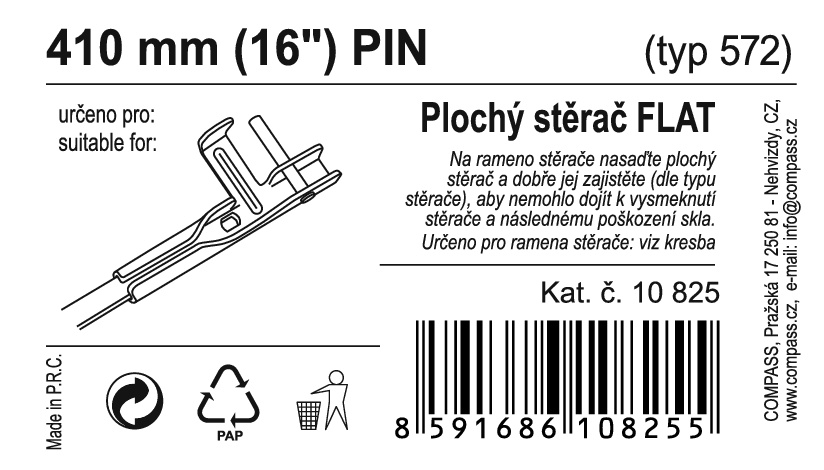 Stěrač FLAT BULK (PIN) 16"/410mm