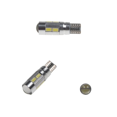 LED T10 bílá, 12V, 10LED/5630SMD s čočkou