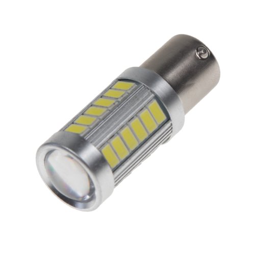 LED BA15s bílá, 12-24V, 33LED/5730SMD s čočkou