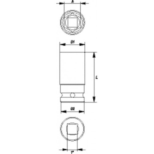 Nástavec 1" rázový šestihranný hluboký 33 mm CrMo