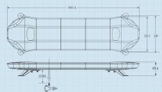 LED rampa 860mm, modrá, 12-24V