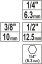 Sada adaptérů 3ks HEX 1/4, 3/8, 1/2