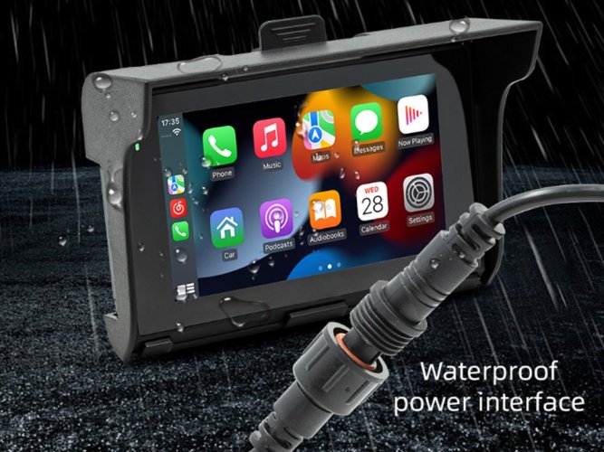 Monitor 5" na motocykl s Apple CarPlay, Android auto, Bluetooth, mini USB, micro SD