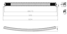 LED rampa prohnutá, 180x3W, 1067mm, ECE R10