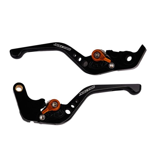 BikeTek Adjustable CNC Short Lever Set Black with Gold Adjuster - #274