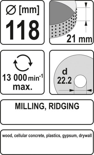 Rotační rašple frézovací 118 mm