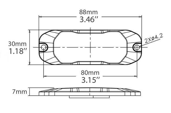 PROFI SLIM výstražné LED světlo vnější, červené, 12-24V, ECE R10