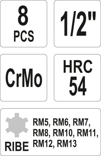 Sada nástrčných klíčů 1/2" Ribe, 8ks