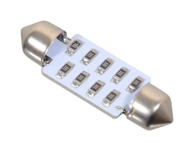 Žárovka 27 SMD LED 12V suf. SV8.5 38mm bílá