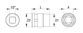 Nástavec 1/2" rázový šestihranný 32 mm CrMo