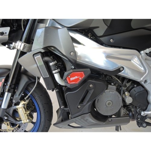 Padací slidery SL01 Aprilia RSV 1000 Tuono - Barva krytek: Červený eloxovaný hliník, Barva sliderů: Černý polyamid