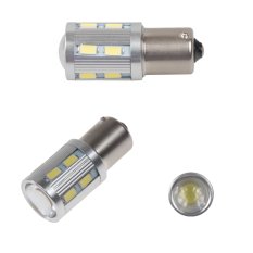 LED BAU15s bílá, 12-24V, 12SMD + 3W LED