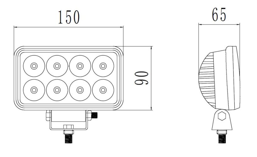 LED světlo obdélníkové, 8x3W, ECE R10 150 x 90 mm