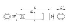 Nástavec 1/2" prodlužovací 127 mm odchylný