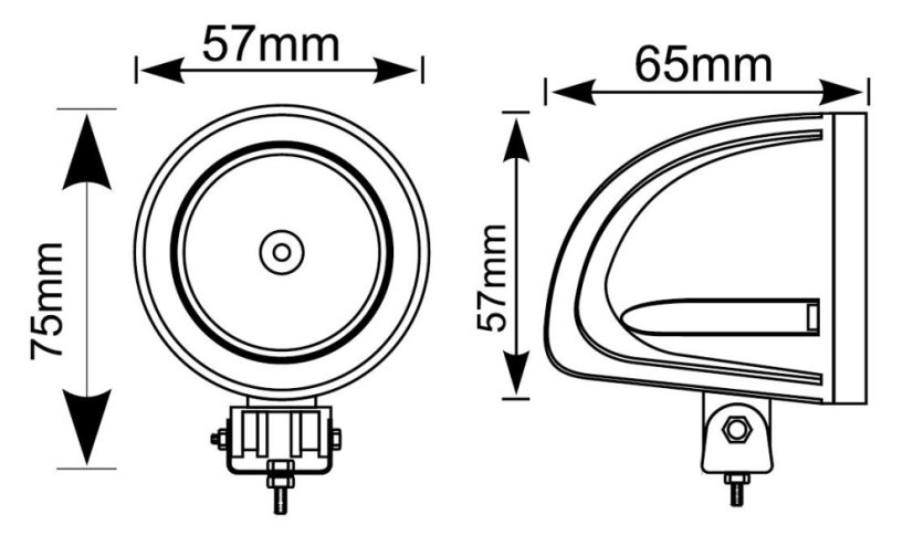 LED světlo kulaté (i na motocykl), 1x 10W, 57mm, ECE R10