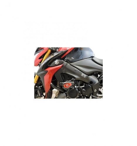 Padací slidery SL01 Suzuki GSX-S 1000 / KATANA - Barva krytek: Červený eloxovaný hliník, Barva sliderů: Černý polyamid