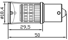 TURBO LED 12-24V s paticí BA15S, 48W oranžová