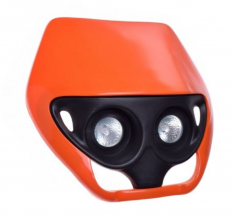 Přední enduro maska se světlem - Oranžová