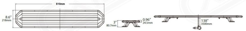 SLIM LED rampa 610mm, oranžová, 12-24V, 36+72LED, ECE R65