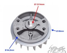 SETRVAČNÍK, MAGNETO S VENTILÁTOREM PRO MINIBIKE 50cc.