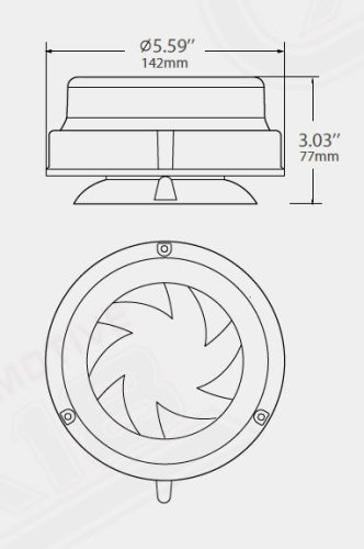 LED maják, 12-24V, 16x1W oranžový, magnet, ECE R65