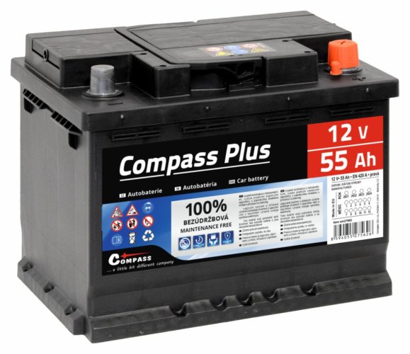 Autobaterie COMPASS PLUS 12V 55Ah 420A