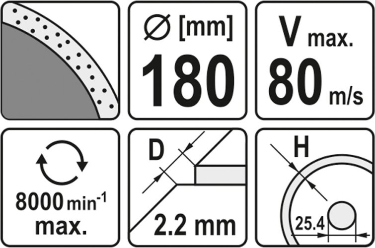 Kotouč řezný diamantový 180 x 25,4 x 2,2 mm hladký