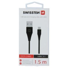 Kabel USB-C 3.1 + USB, 1,5 m (7mm), SWISSTEN černý, 46018 Kabel USB-C 3.1 + USB, 1,5 m (7mm), SWISSTEN černý, 46018