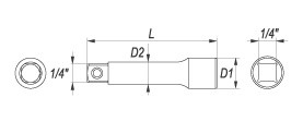 Nástavec 1/4" prodlužovací 51 mm