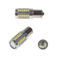 LED BAU15s bílá, 12-24V, 33LED/5730SMD s čočkou