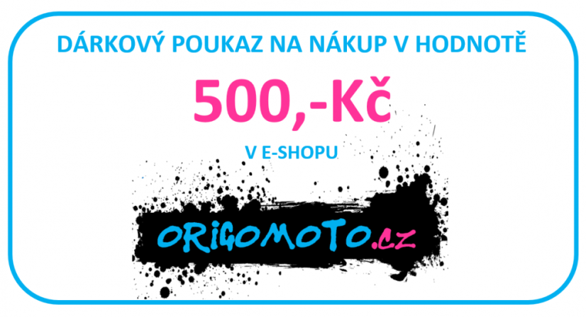 Dárkový poukaz na nákup v našem E-shopu ORIGOMOTO.cz v hodnotě 500,-