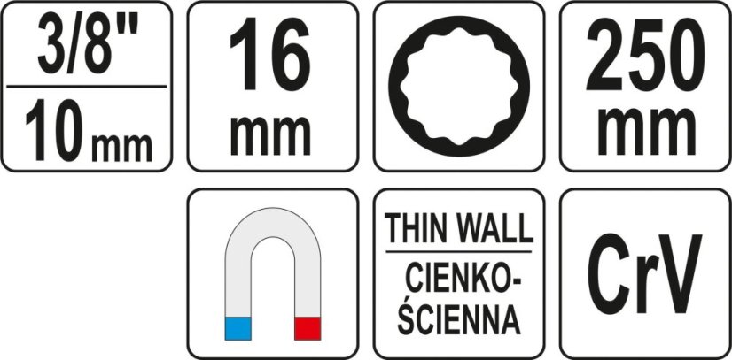 Nástavec na svíčky 16mm prodloužený 250mm