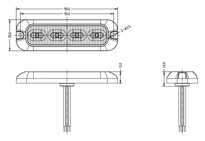 PREDATOR 4x4W LED, 12-24V, červený, ECE R10