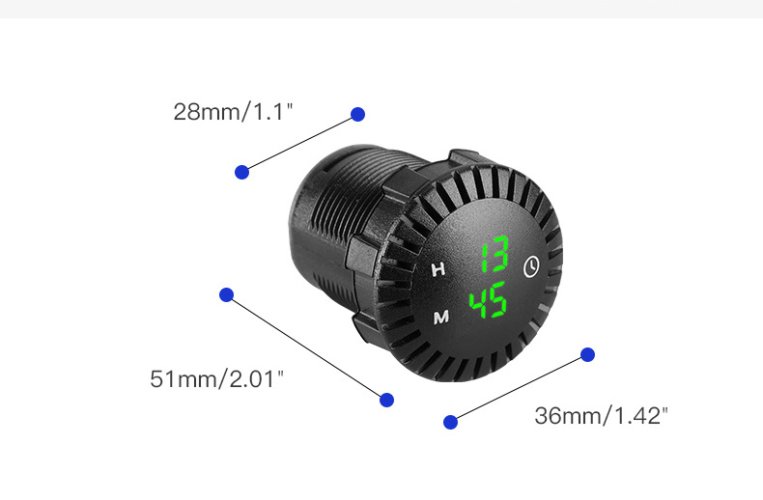 Digitální LED hodiny 12-24V, modré