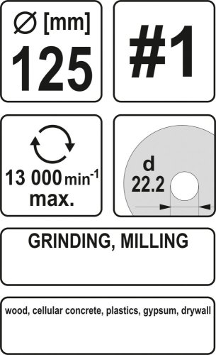 Rotační rašple úhlová hrubá 125 mm typ 1