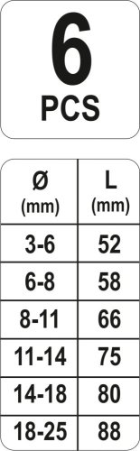 Sada vytahováků zlomených šroubů M3-25 6ks