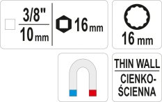 Nástavec na svíčky 3/8" 16 mm