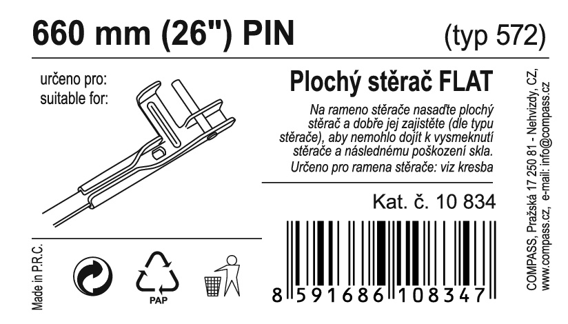 Stěrač FLAT BULK (PIN) 26"/660mm