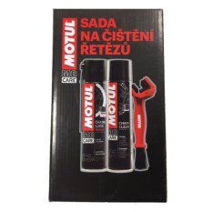 Sada MOTUL na čištění řetězu - 1x C1 Chain Clean 400 ml, 1x C2+ Chain Lube Road+ 400 ml a 1x kartáč na čištění řetězu