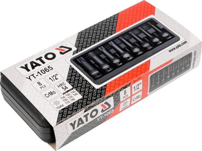 Sada nástavců 1/2" rázové 8 ks T30-T80 torx CrMo