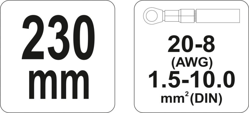 Kleště konektorové 230mm, 22-8(AWG), 1,5-10,00mm2