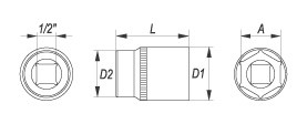 Nástavec 1/2" 32 mm šetihranný