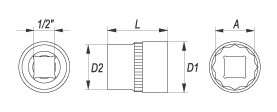 Nástavec 1/2" 23 mm dvanáctihranný