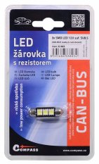 Žárovka 3 SMD LED 12V suf. SV8.5 36mm s rezistorem CAN-BUS ready bílá