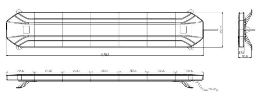 LED rampa 1427mm, oranžová, 12-24V, 270x1W LED, ECE R65