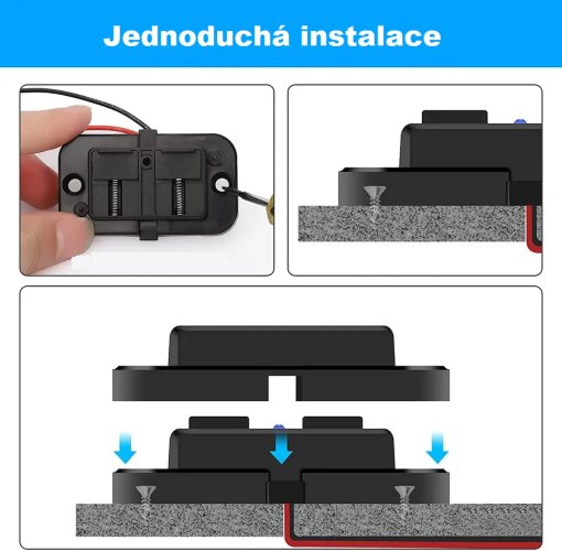 USB QC3.0 + USB-C PD zásuvka 12/24V, montáž na povrch